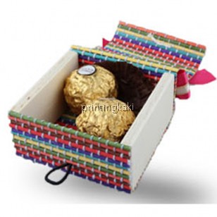 Favor Bamboo Box " Ribbon Square " ( AW-206 )